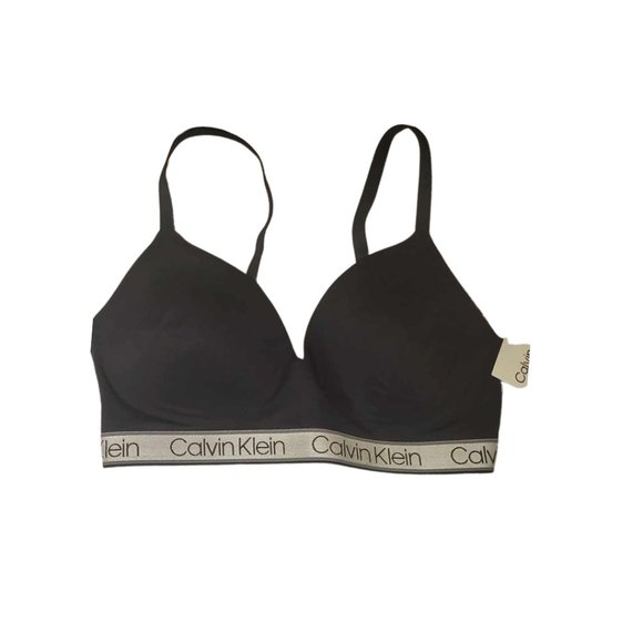 Black Calvin Klein Sport Bra. Gift with a purchase of $75 or more. - Picture 1 of 4